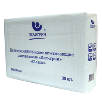 Пеленки &quot;Пелигрин&quot; Classic медицинские впитывающие 60х90см фото