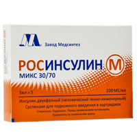 Росинсулин М микс 30/70 суспензия для инъекций 100МЕ/мл картридж 3мл фото