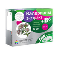 Валерианы экстракт 20мг+В6 &quot;Витамир&quot; таблетки массой 104мг фото