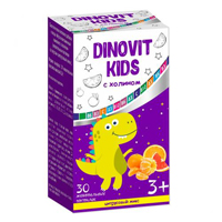 Мультивитаминный комплекс с холином &quot;Dinovit Kids&quot; жевательные пастилки со вкусом &quot;цитрусовый микс&quot; массой 3г фото