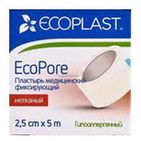 Пластырь &quot;Ecoplast&quot; EcoPore фиксирующий нетканый 2,5смх5м фото
