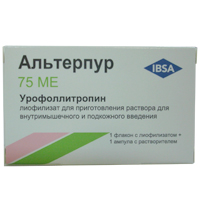 Альтерпур порошок лиофилизированный для приготовления инъекционного раствора 75МЕ №1 фото