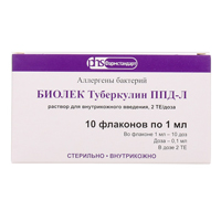 Биолек Туберкулин ППД-Л раствор для инъекций 2ТЕ/доза 1мл №10 фото