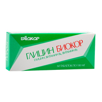 Глицин Биокор с витаминами В1 и В6 таблетки массой 0,18г №60 фото