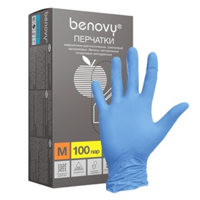Перчатки &quot;Benovy&quot; нитриловые неопудренные нестерильные смотровые размер M (пара) №100 фото