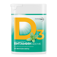 Витамин Д3 (холекальциферол) 600МЕ со вкусом мяты таблетки массой 200мг №90 фото