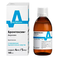 Бромгексин-Акрихин сироп 4мг/5мл 100мл №1 фото
